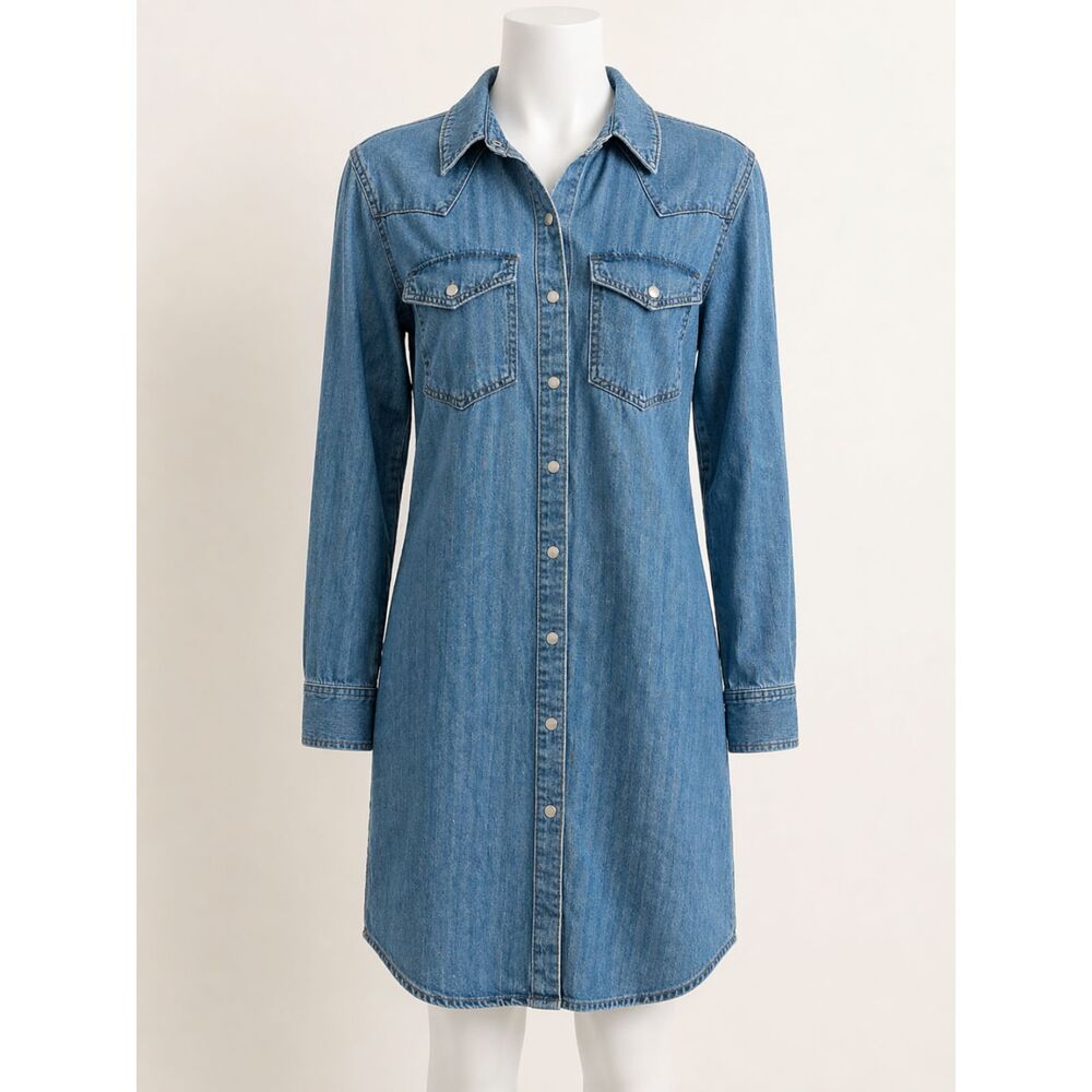 Universal Thread Denim Shirt Dress XS NWT Snap Front Chambray Western Style